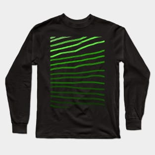 Geometric shaded green hand drawn lines Long Sleeve T-Shirt